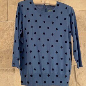 Boden 3/4 Sleeve Polka Dot Sweater Blue 8